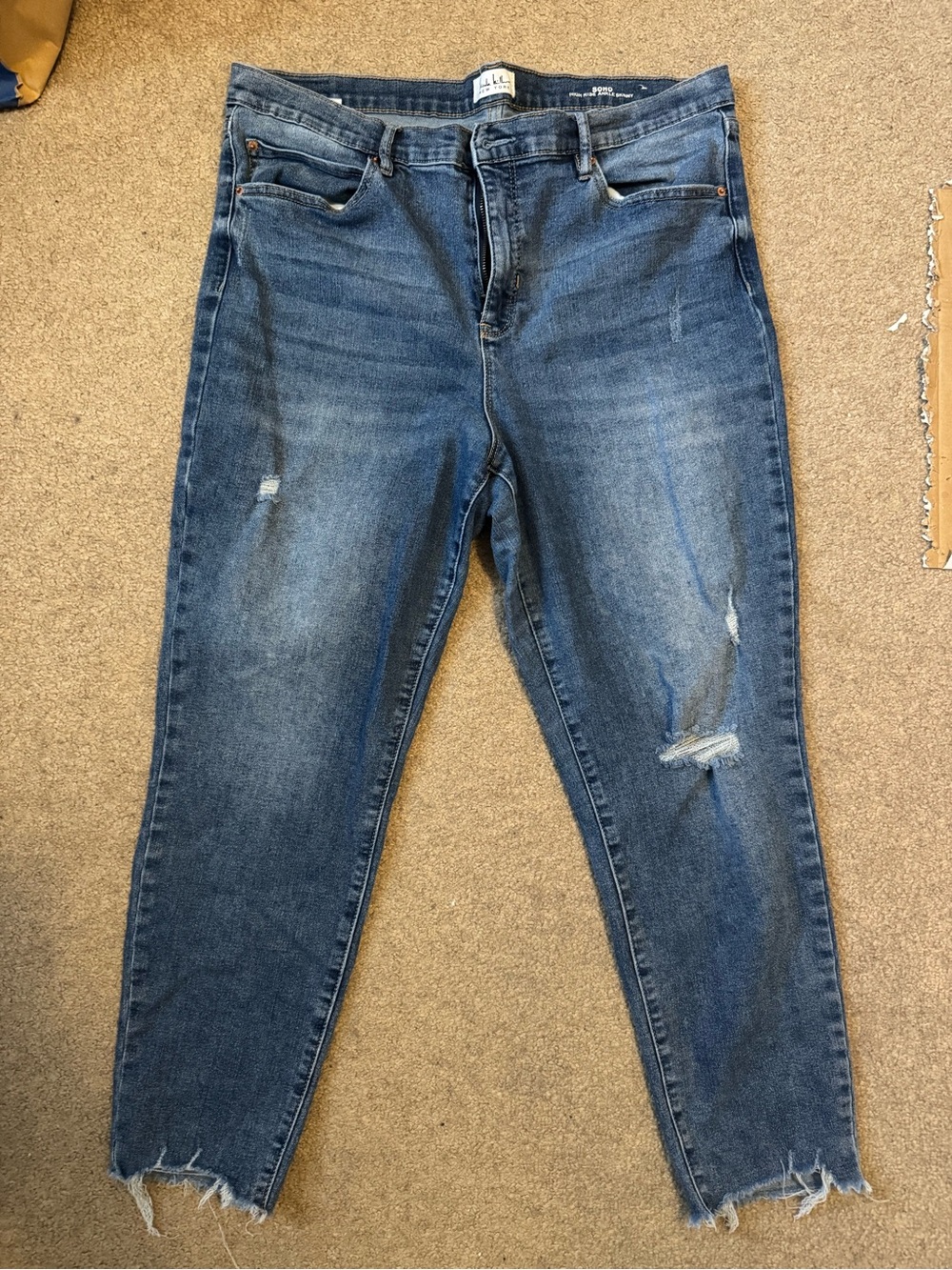 Nicole Miller Medium Wash Distressed Ankle Jeans